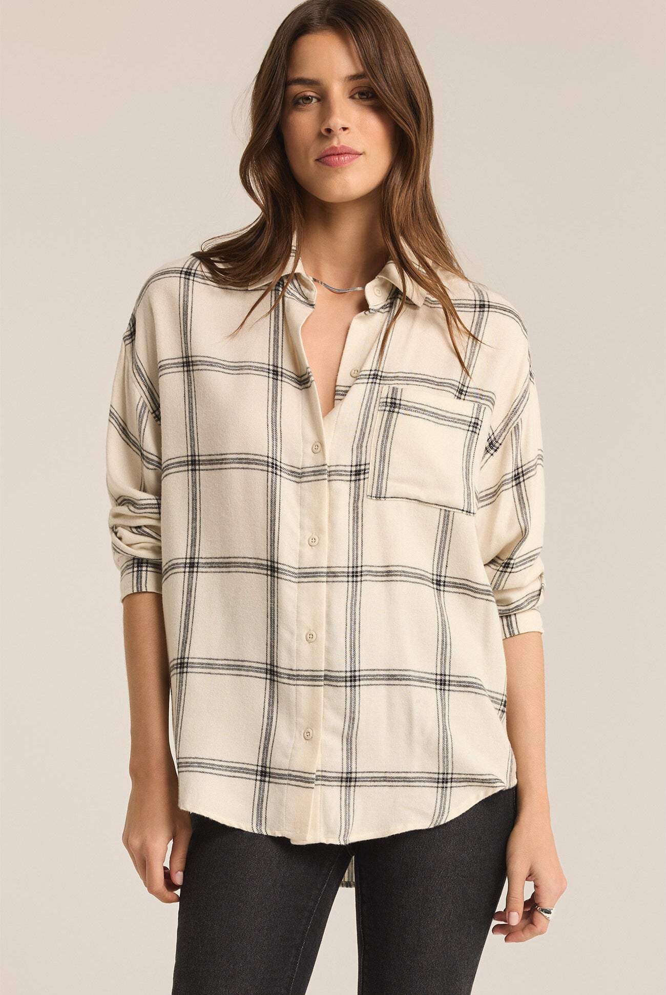River Plaid Button Up-Long Sleeves-Vixen Collection, Day Spa and Women's Boutique Located in Seattle, Washington