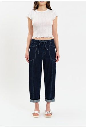 Villa Drawstring Barrel Leg-Denim-Vixen Collection, Day Spa and Women's Boutique Located in Seattle, Washington