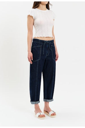 Villa Drawstring Barrel Leg-Denim-Vixen Collection, Day Spa and Women's Boutique Located in Seattle, Washington