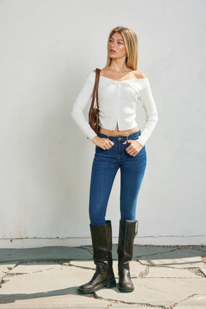 Forget Me Not Off Top-Sweaters-Vixen Collection, Day Spa and Women's Boutique Located in Seattle, Washington