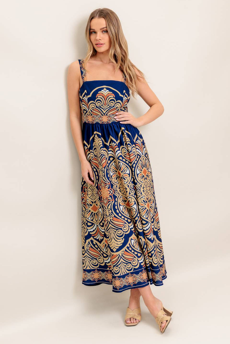 Sapphire Plume Midi Dress-One Pieces-Vixen Collection, Day Spa and Women's Boutique Located in Seattle, Washington