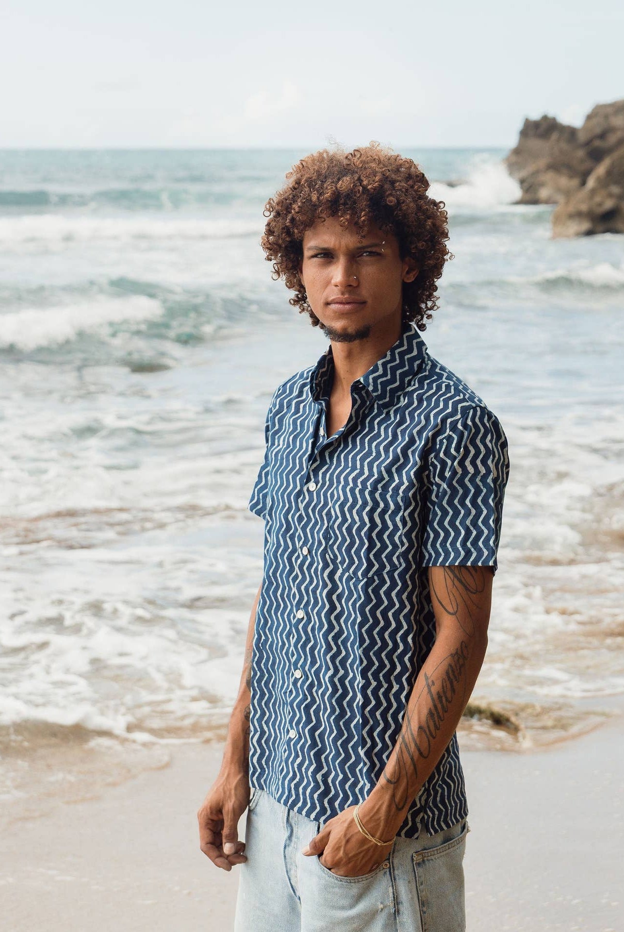Zig Zag Button Down-Men's Tops-Vixen Collection, Day Spa and Women's Boutique Located in Seattle, Washington