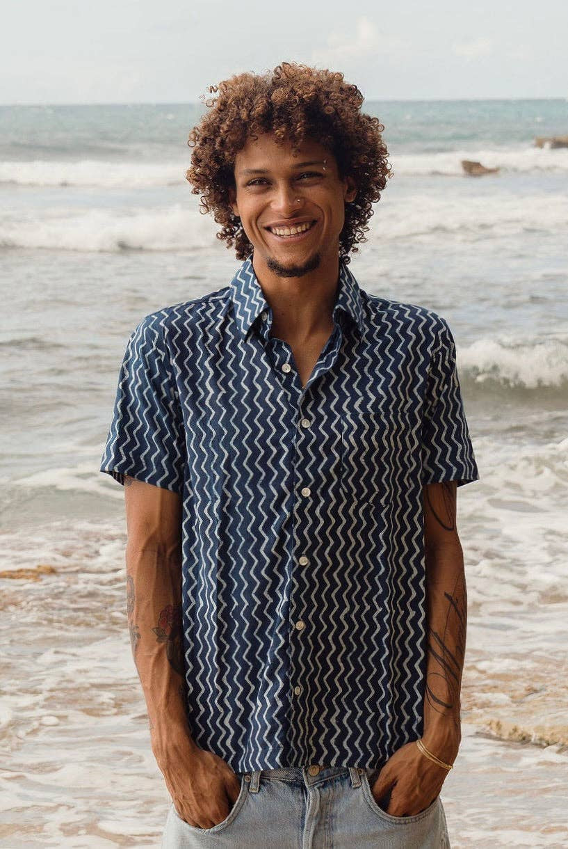 Zig Zag Button Down-Men's Tops-Vixen Collection, Day Spa and Women's Boutique Located in Seattle, Washington