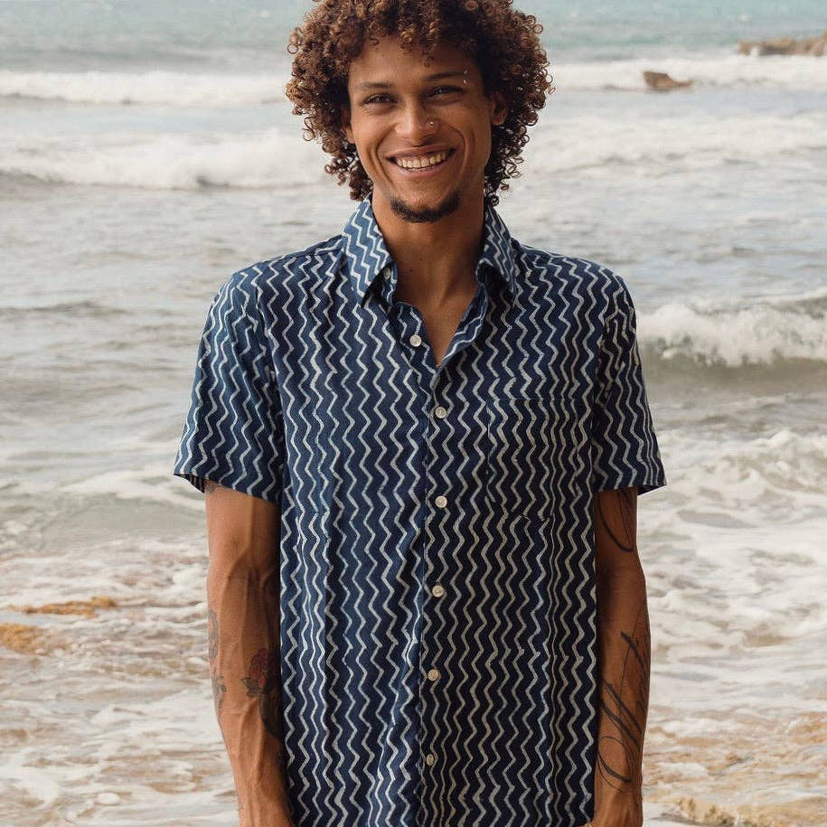 Zig Zag Button Down-Men's Tops-Vixen Collection, Day Spa and Women's Boutique Located in Seattle, Washington