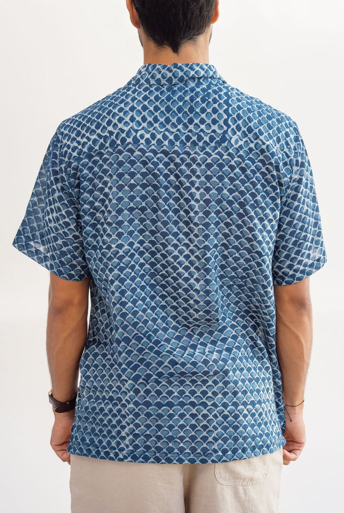 Indigo Scales Ultra-Light Button Down-Men's Tops-Vixen Collection, Day Spa and Women's Boutique Located in Seattle, Washington