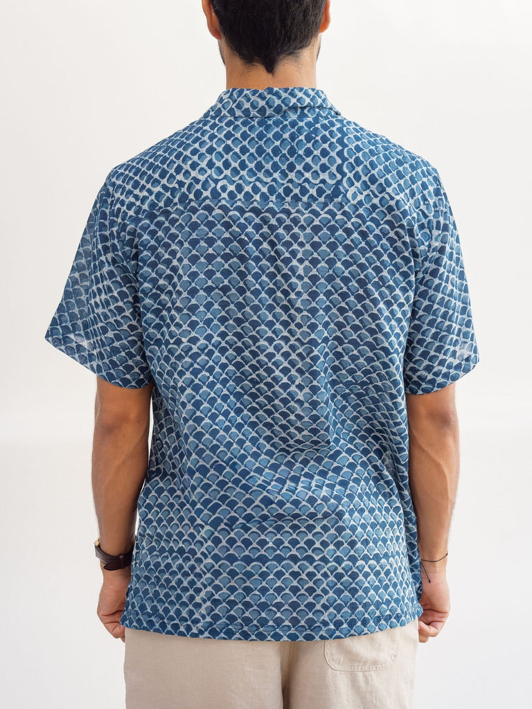 Indigo Scales Ultra-Light Button Down-Men's Tops-Vixen Collection, Day Spa and Women's Boutique Located in Seattle, Washington