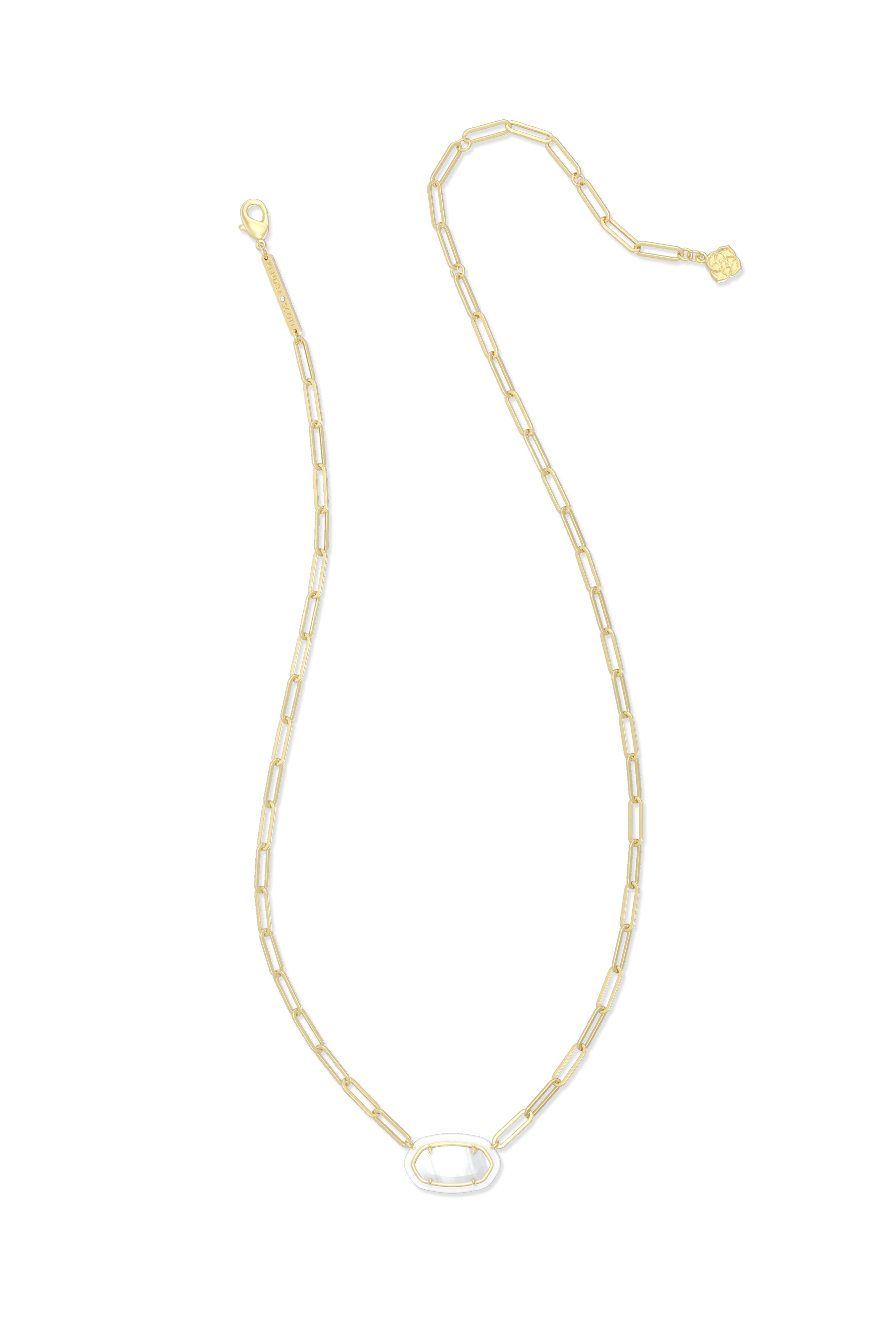 Elisa Enamel Frame Paperclip Necklace-Necklaces-Vixen Collection, Day Spa and Women's Boutique Located in Seattle, Washington