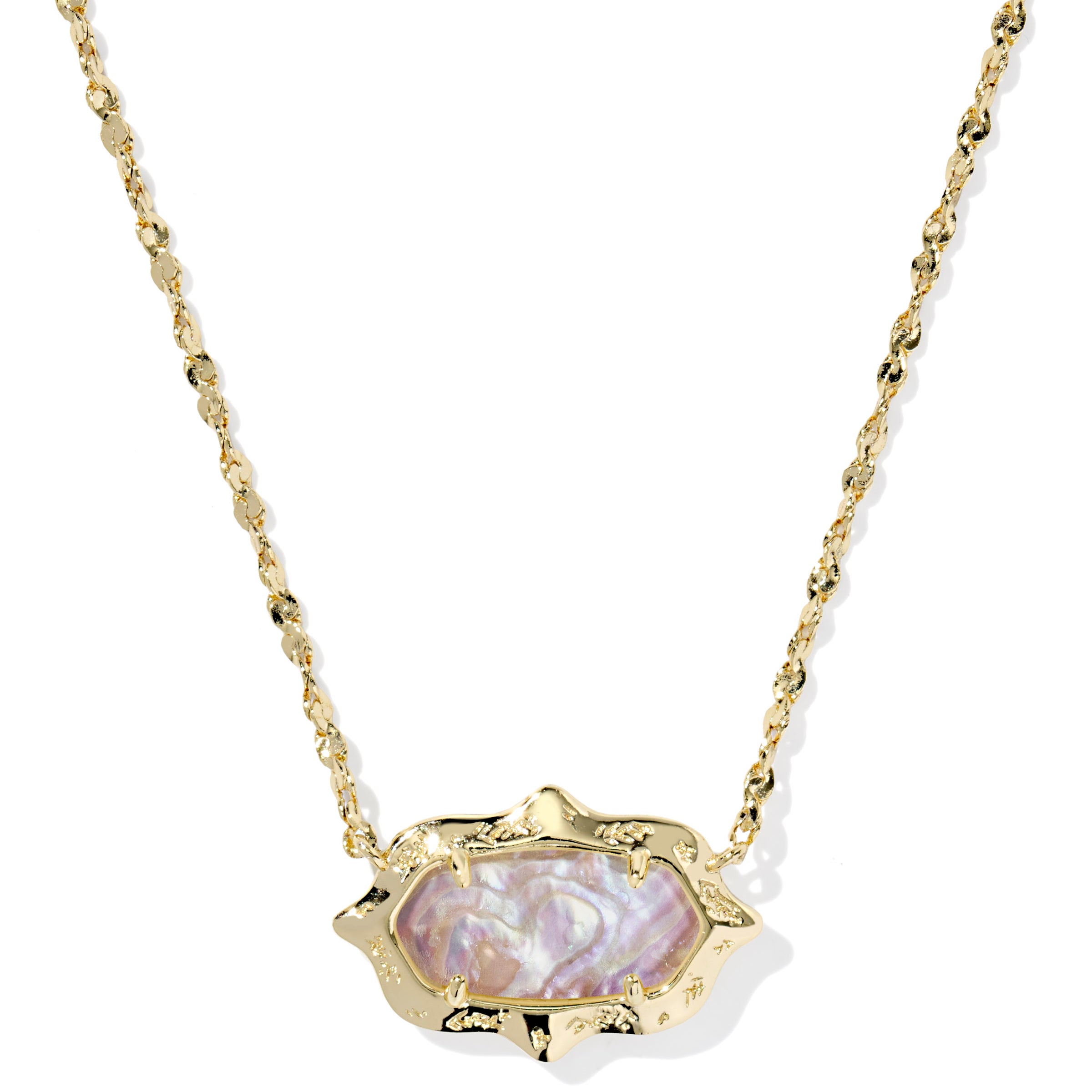Elisa Scallop Frame Short Pendant Necklace-Necklaces-Vixen Collection, Day Spa and Women's Boutique Located in Seattle, Washington