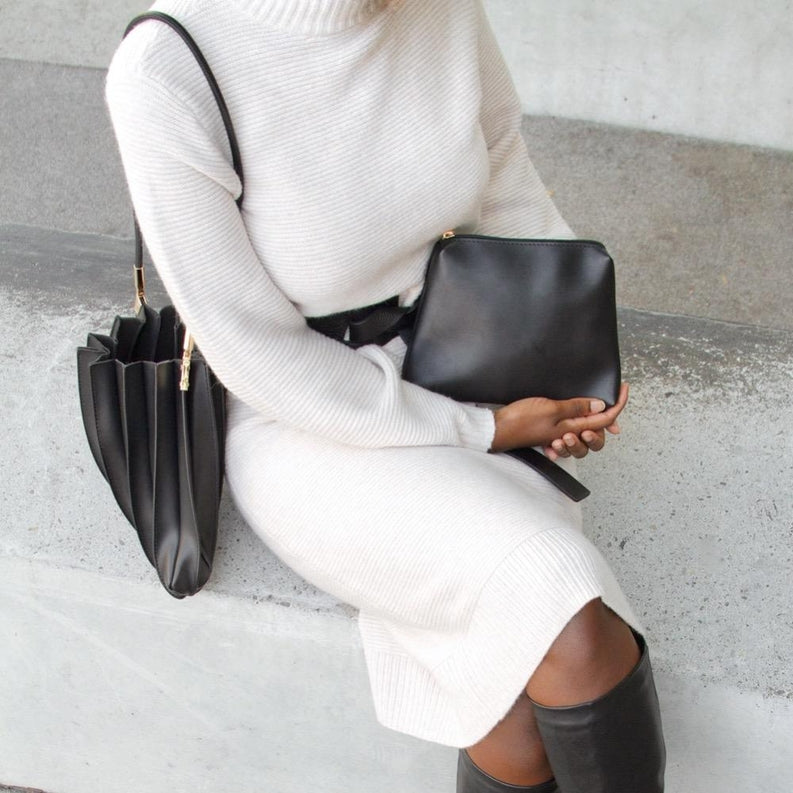 Carrie Pleated Vegan Shoulder Bag-Bags + Wallets-Vixen Collection, Day Spa and Women's Boutique Located in Seattle, Washington