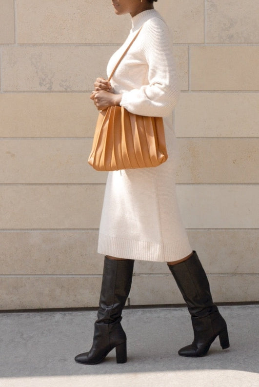 Carrie Pleated Vegan Shoulder Bag-Bags + Wallets-Vixen Collection, Day Spa and Women's Boutique Located in Seattle, Washington