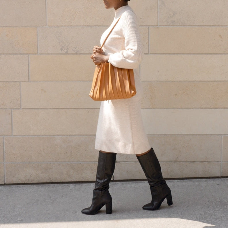 Carrie Pleated Vegan Shoulder Bag-Bags + Wallets-Vixen Collection, Day Spa and Women's Boutique Located in Seattle, Washington