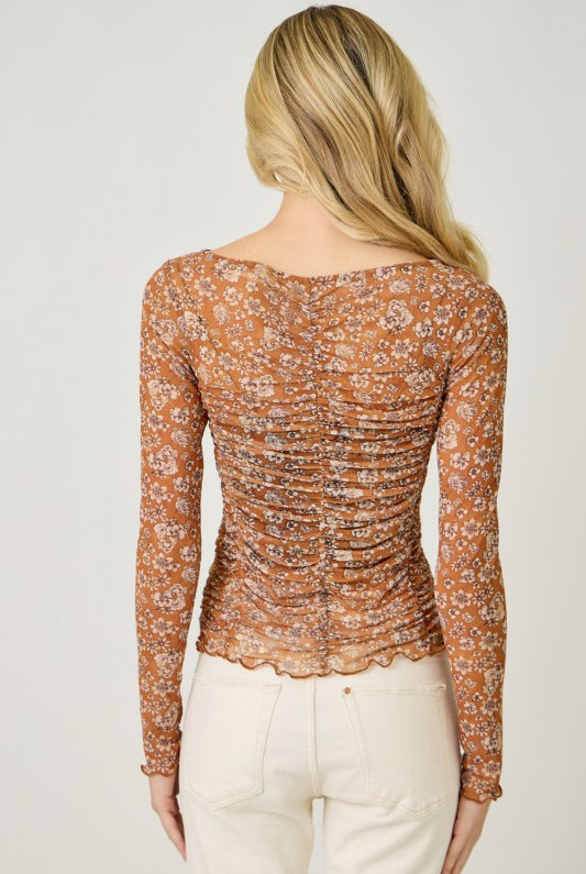Wildflower Riot Mesh Top-Long Sleeves-Vixen Collection, Day Spa and Women's Boutique Located in Seattle, Washington