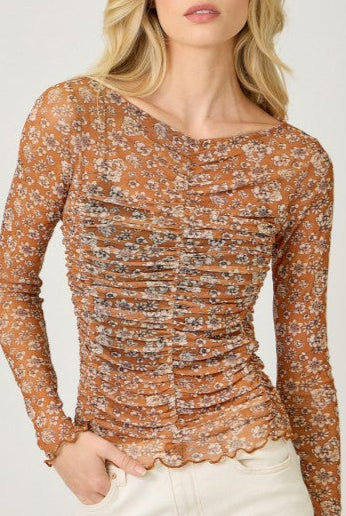 Wildflower Riot Mesh Top-Long Sleeves-Vixen Collection, Day Spa and Women's Boutique Located in Seattle, Washington