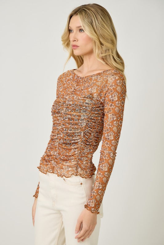 Wildflower Riot Mesh Top-Long Sleeves-Vixen Collection, Day Spa and Women's Boutique Located in Seattle, Washington