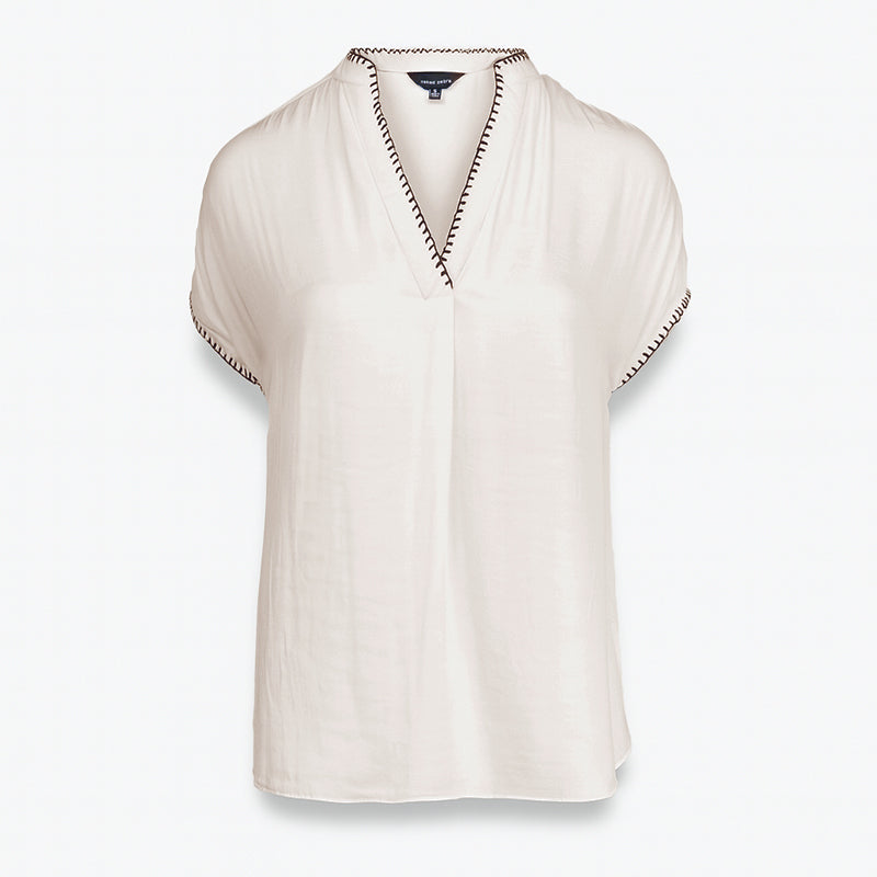 Margaux Stitch Blouse-Short Sleeves-Vixen Collection, Day Spa and Women's Boutique Located in Seattle, Washington