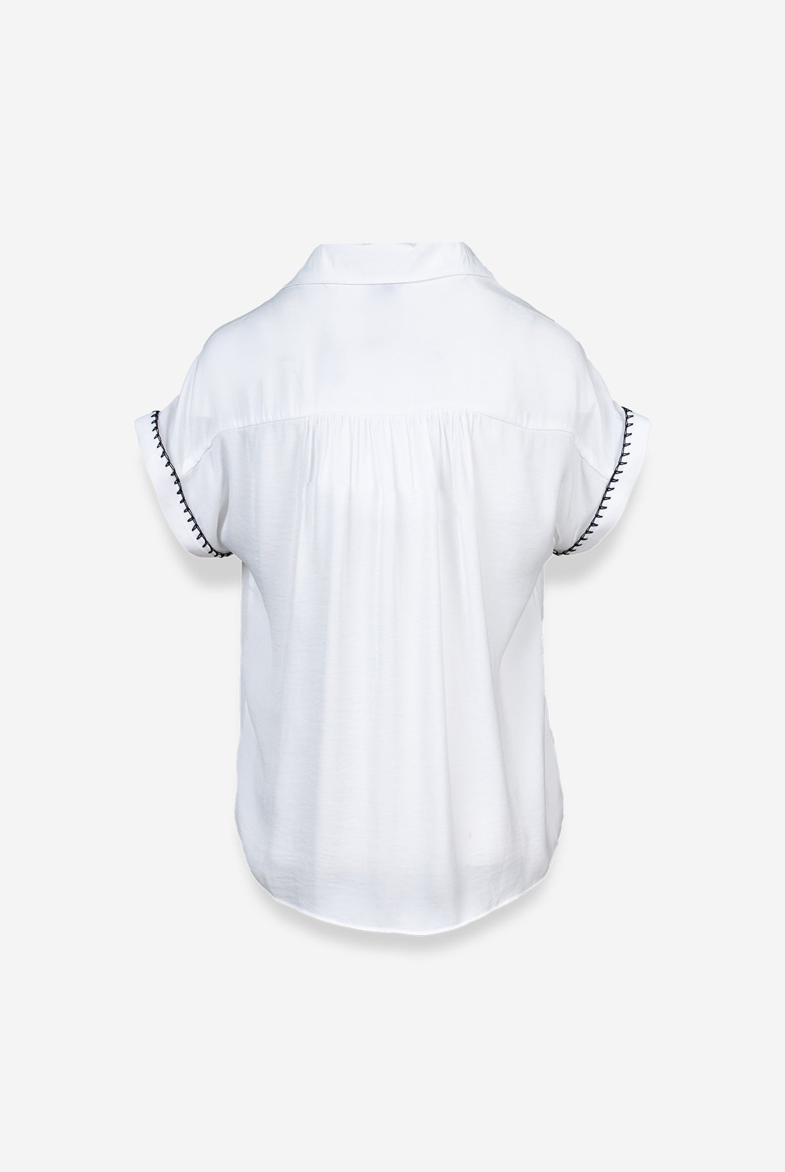 Bianca Button Up Blouse-Short Sleeves-Vixen Collection, Day Spa and Women's Boutique Located in Seattle, Washington