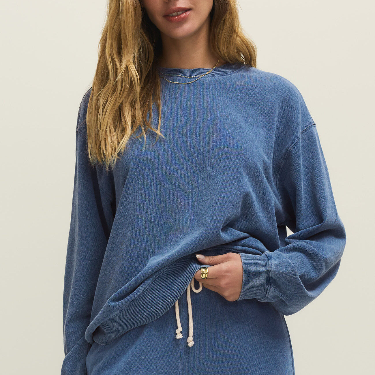 Boyfriend Denim Sweatshirt-Sweatshirts-Vixen Collection, Day Spa and Women's Boutique Located in Seattle, Washington