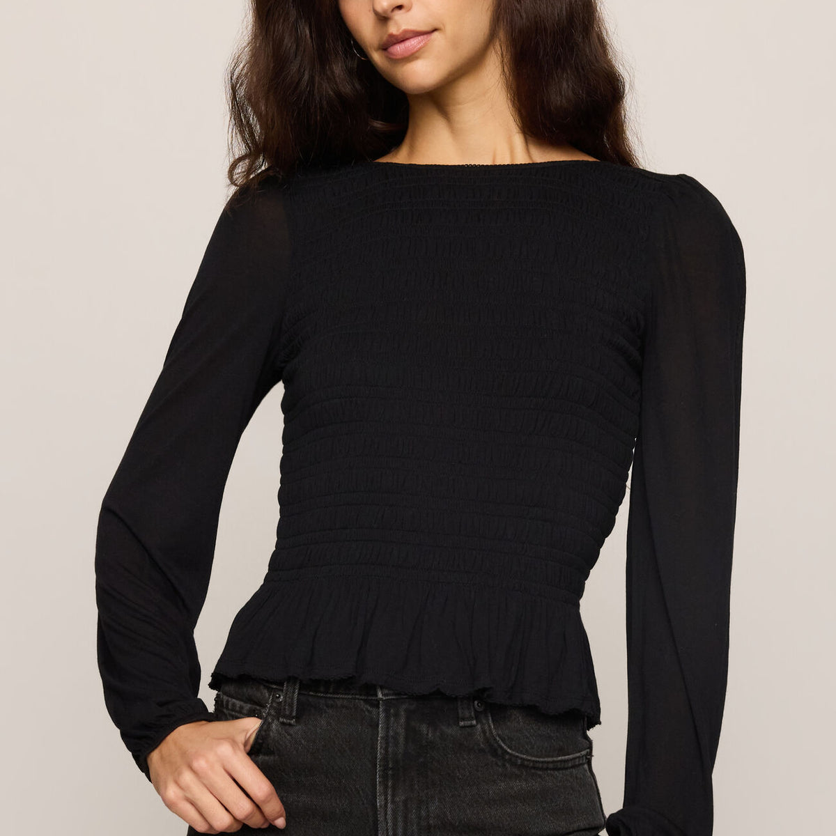 Carey Knit Smocked Top-Tops-Vixen Collection, Day Spa and Women's Boutique Located in Seattle, Washington
