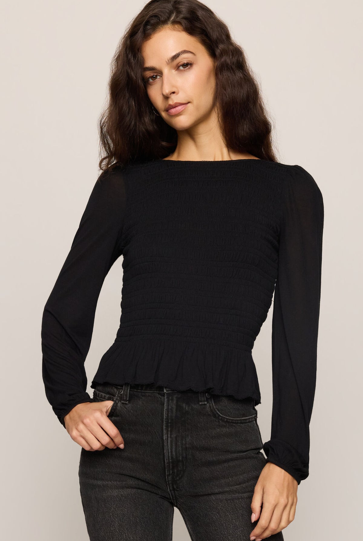 Carey Knit Smocked Top-Tops-Vixen Collection, Day Spa and Women's Boutique Located in Seattle, Washington