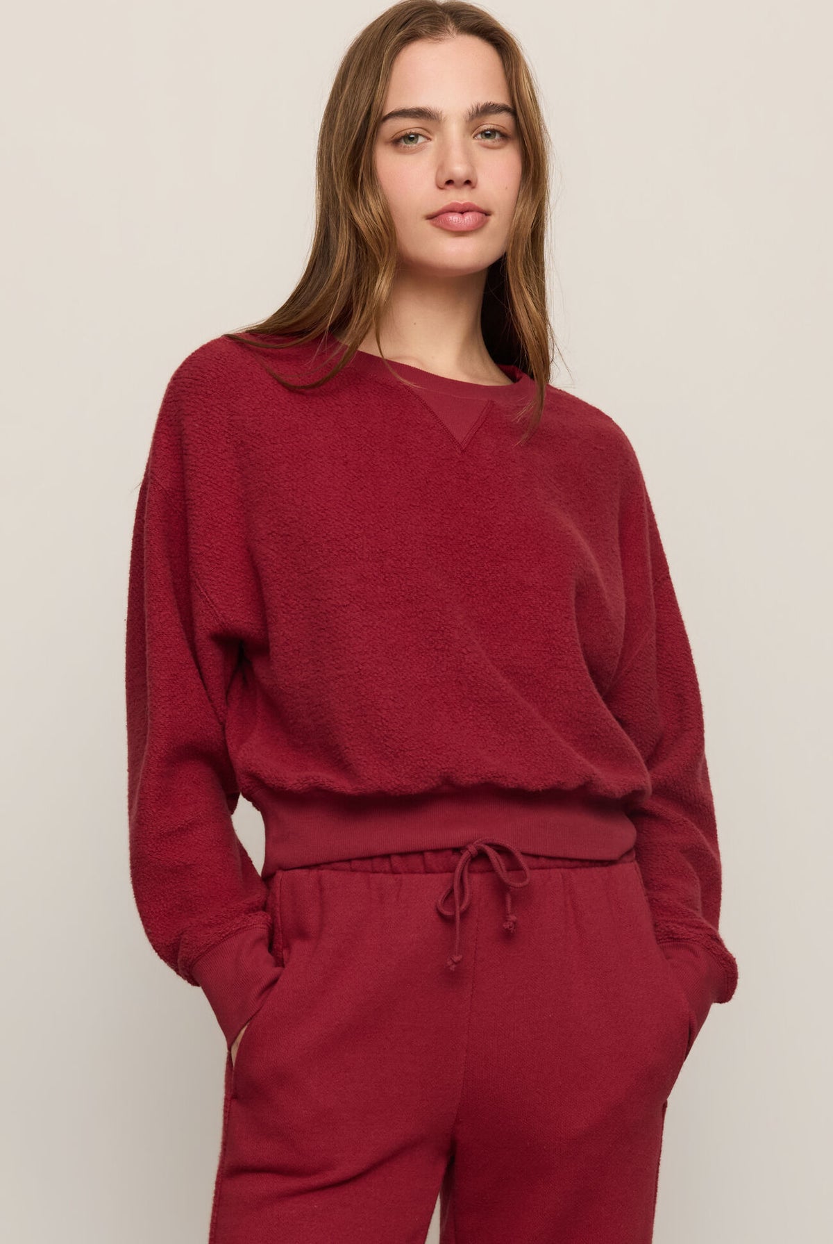 Clubhouse Textured Sweatshirt-Tops-Vixen Collection, Day Spa and Women's Boutique Located in Seattle, Washington