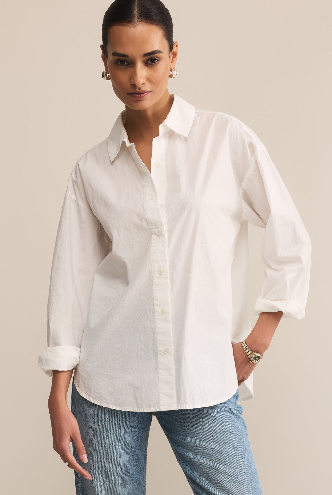 Elevated Poplin Shirt-Long Sleeves-Vixen Collection, Day Spa and Women's Boutique Located in Seattle, Washington