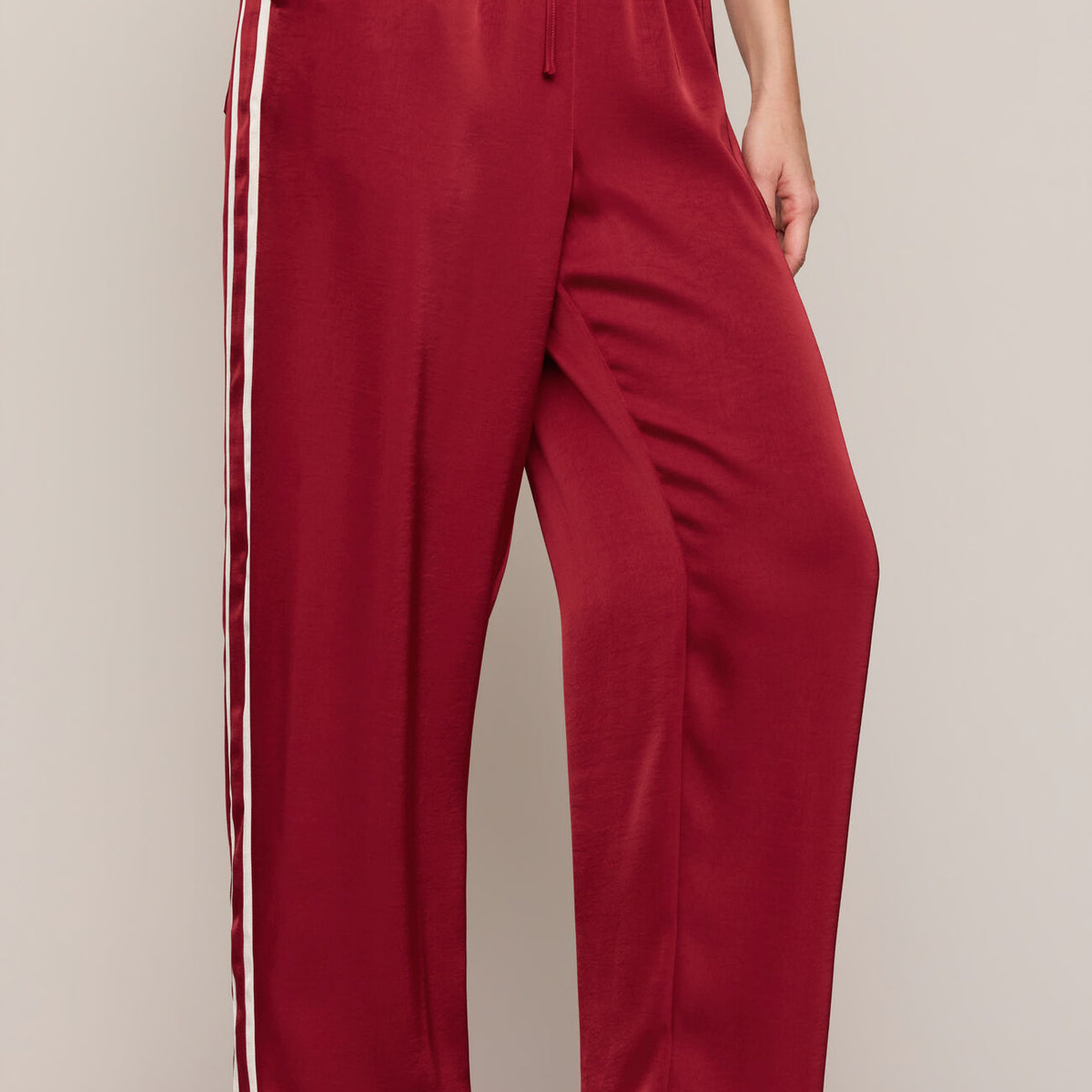 In Stride Satin Track Pant-Bottoms-Vixen Collection, Day Spa and Women's Boutique Located in Seattle, Washington