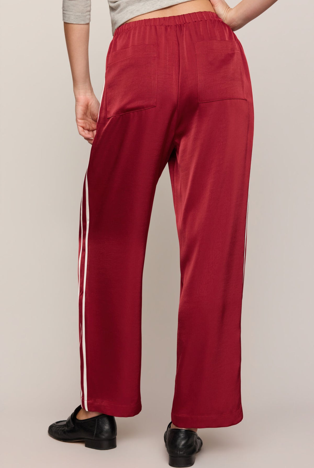In Stride Satin Track Pant-Bottoms-Vixen Collection, Day Spa and Women's Boutique Located in Seattle, Washington