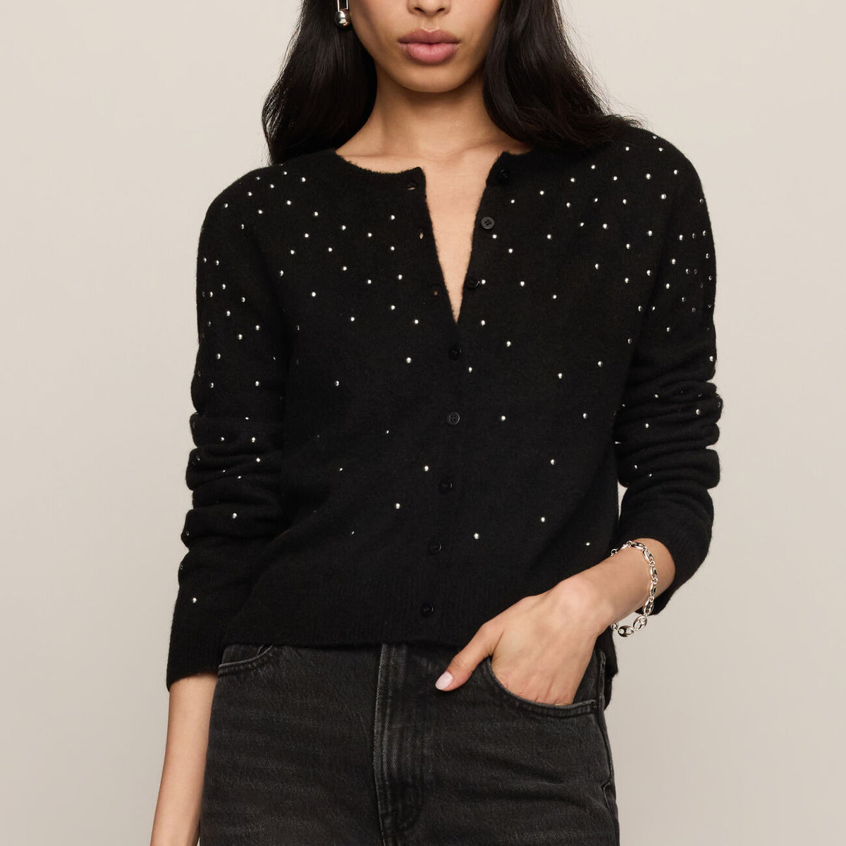 Medina Studded Cardigan-Tops-Vixen Collection, Day Spa and Women's Boutique Located in Seattle, Washington