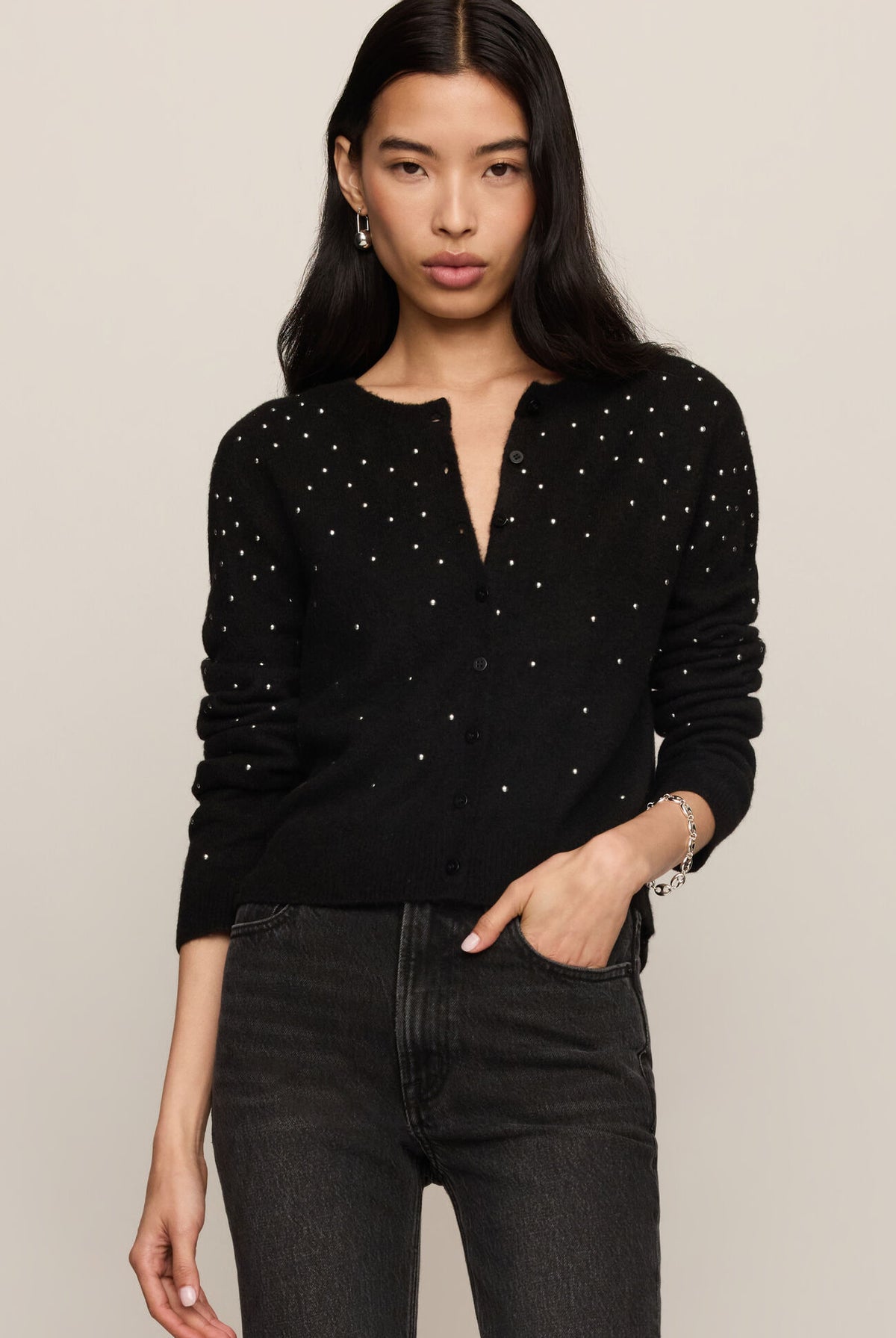 Medina Studded Cardigan-Tops-Vixen Collection, Day Spa and Women's Boutique Located in Seattle, Washington