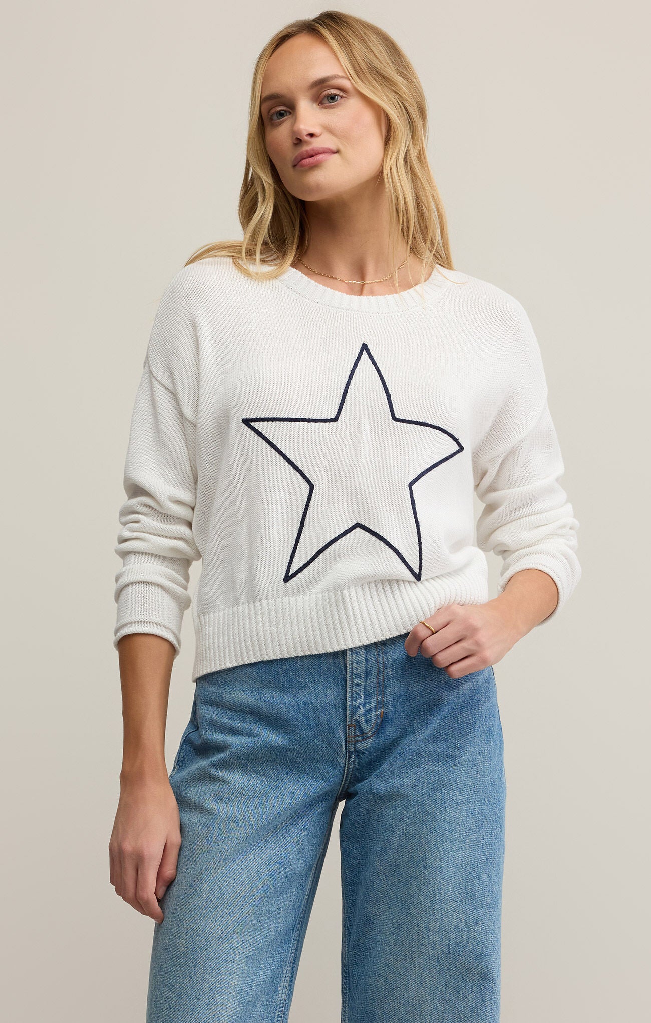 Z Supply White Star Sweater | Vixen Collection