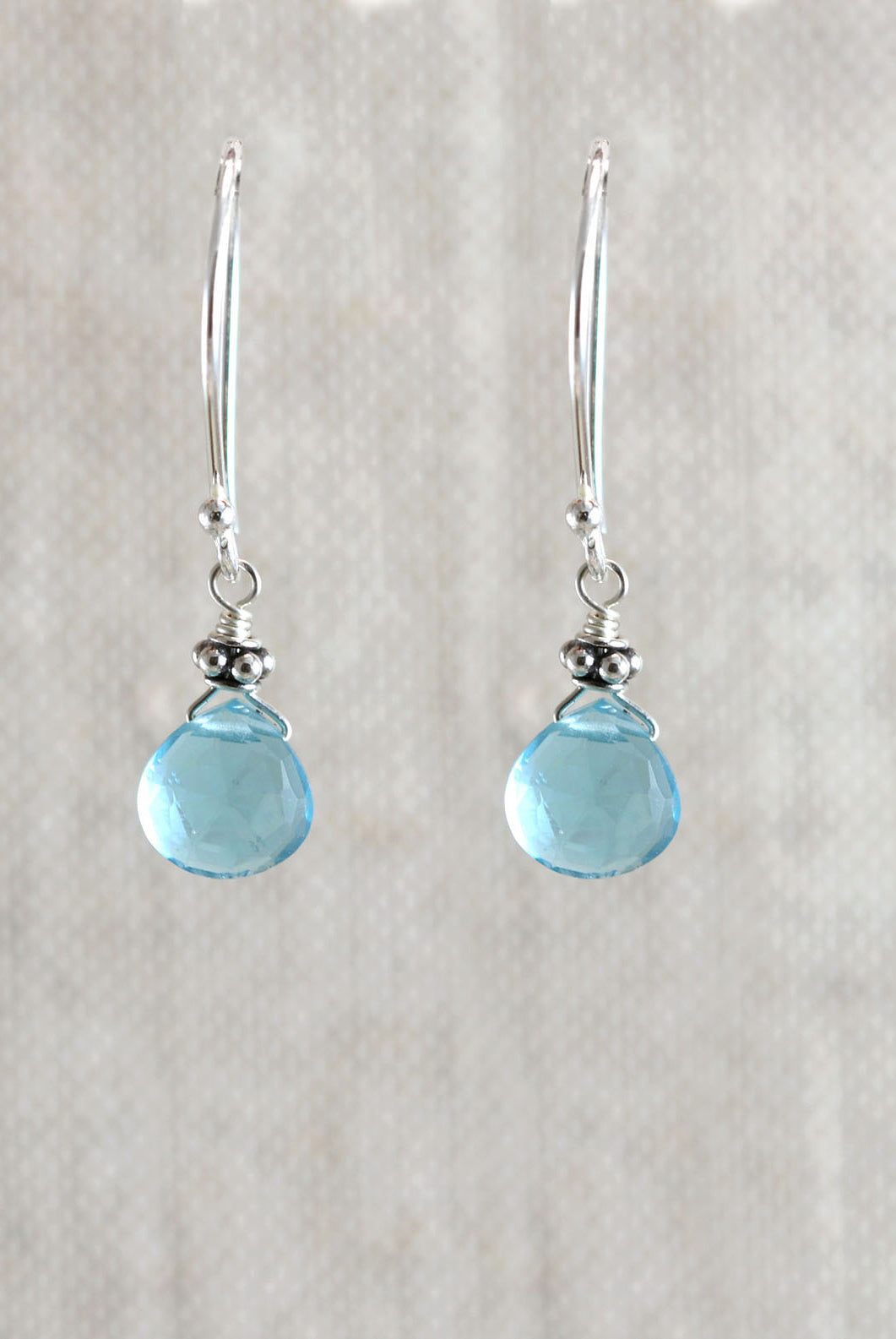 Tiny Silver Swiss Blue Quartz Earring-Earrings-Vixen Collection, Day Spa and Women's Boutique Located in Seattle, Washington