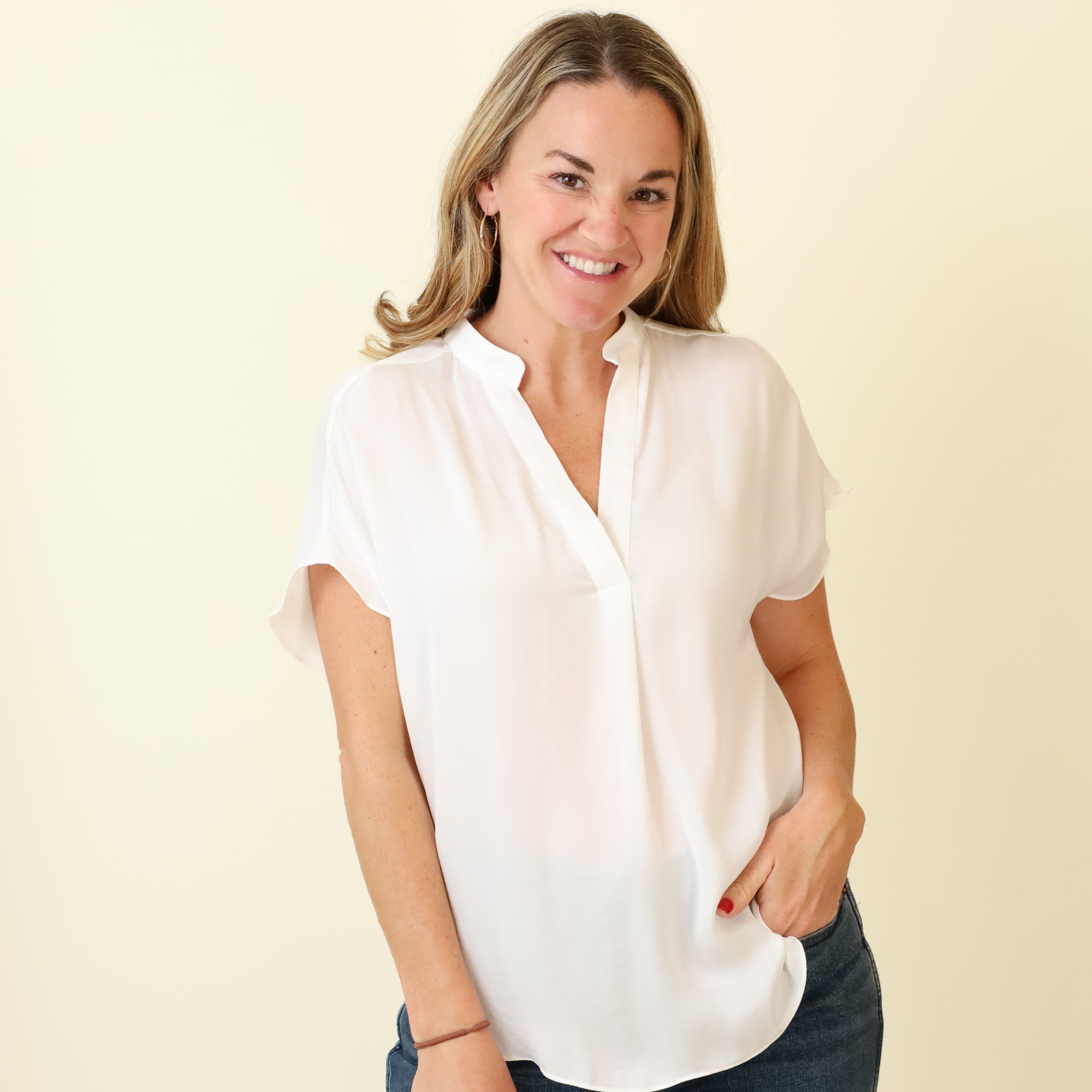 Mindy Top Naturals-Short Sleeves-Vixen Collection, Day Spa and Women's Boutique Located in Seattle, Washington