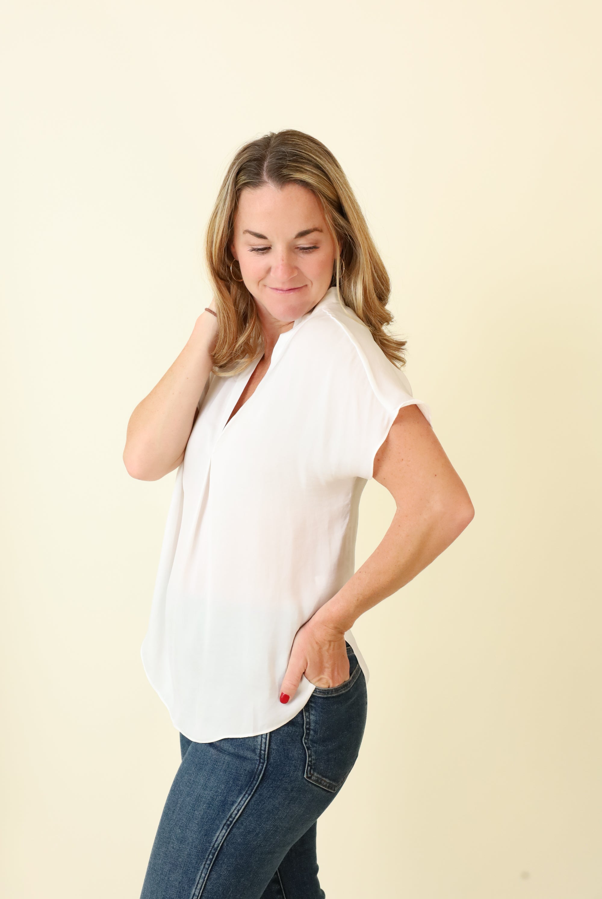 Mindy Top Naturals-Short Sleeves-Vixen Collection, Day Spa and Women's Boutique Located in Seattle, Washington