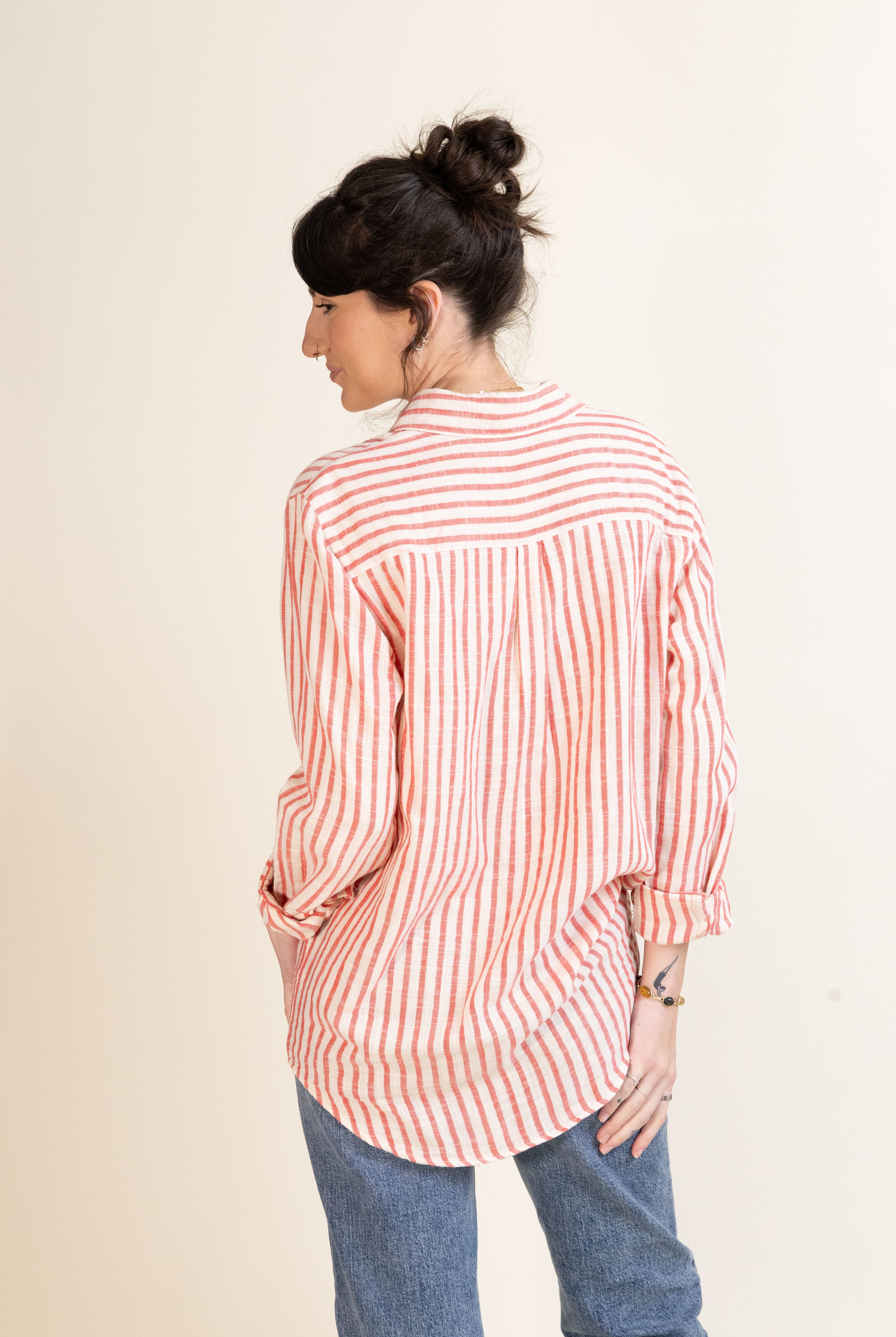 Saturdays Stripe Shirt-Long Sleeves-Vixen Collection, Day Spa and Women's Boutique Located in Seattle, Washington