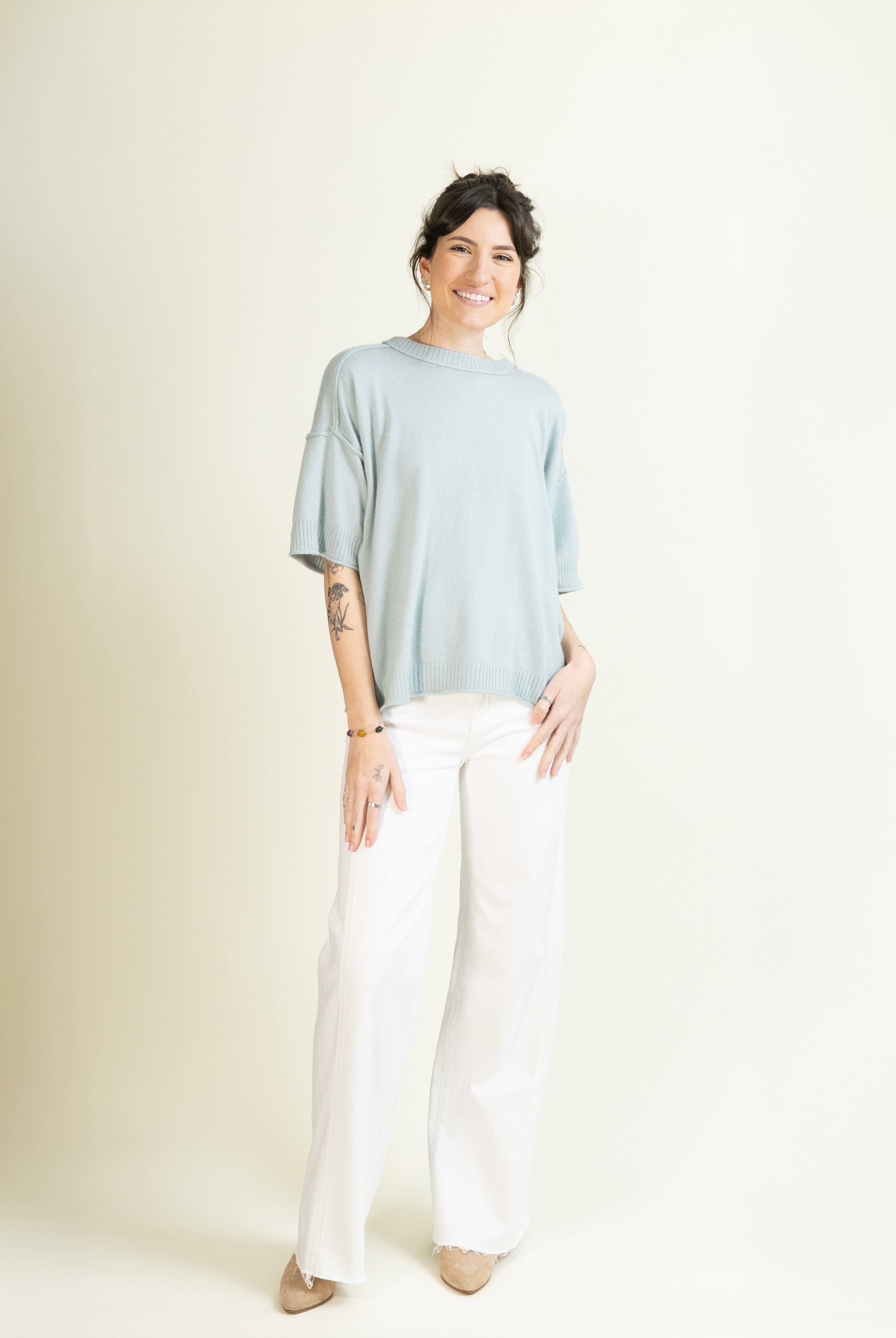Verona Cashmere Tee-Short Sleeves-Vixen Collection, Day Spa and Women's Boutique Located in Seattle, Washington