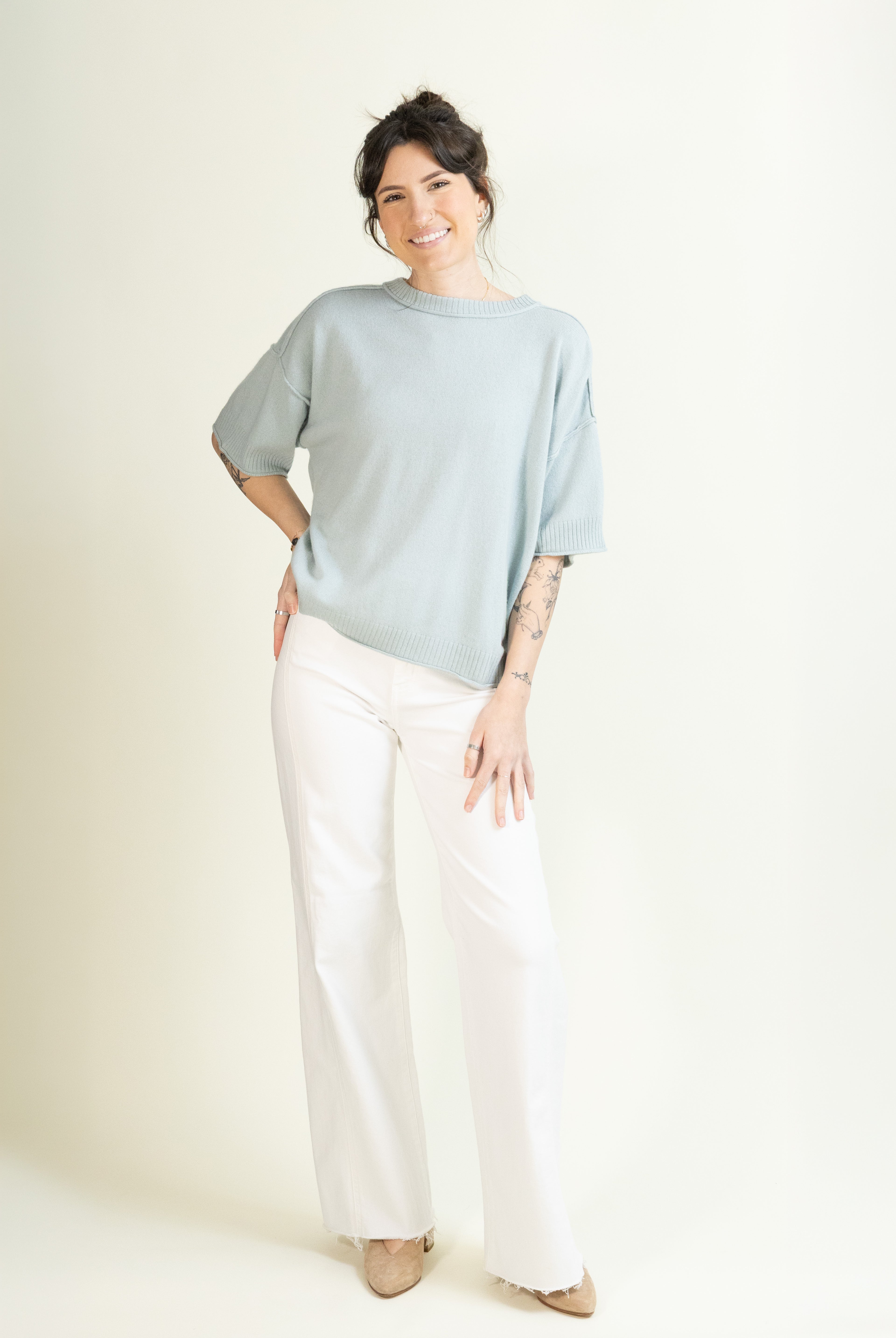 Verona Cashmere Tee-Short Sleeves-Vixen Collection, Day Spa and Women's Boutique Located in Seattle, Washington