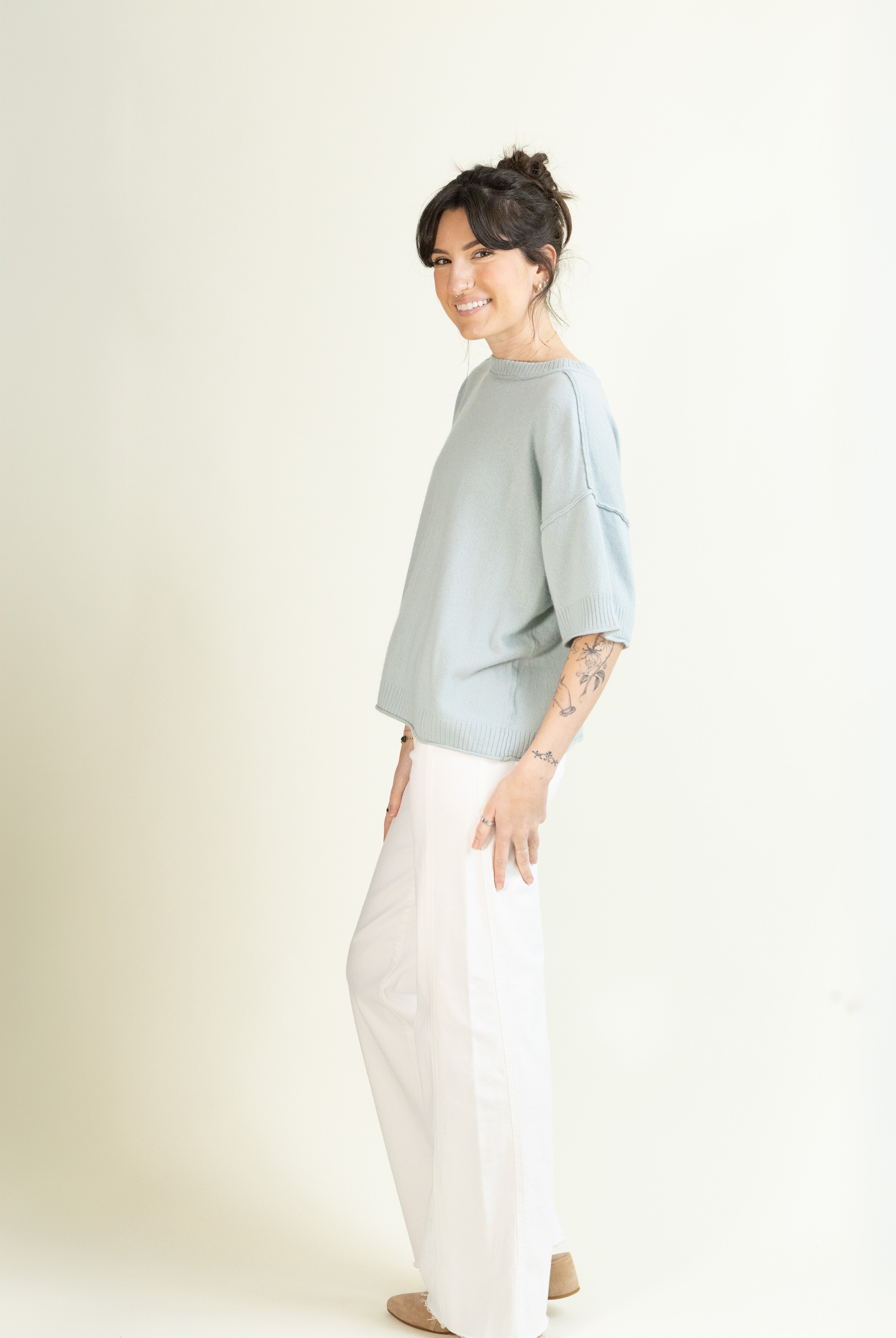 Verona Cashmere Tee-Short Sleeves-Vixen Collection, Day Spa and Women's Boutique Located in Seattle, Washington