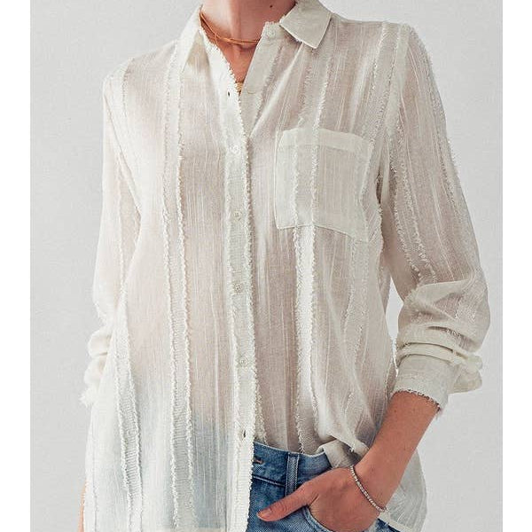 Canoga Striped Blouse-Long Sleeves-Vixen Collection, Day Spa and Women's Boutique Located in Seattle, Washington