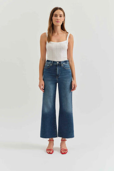 Daze Pleaser High Rise Wide Ankle Jeans-Denim-Vixen Collection, Day Spa and Women's Boutique Located in Seattle, Washington