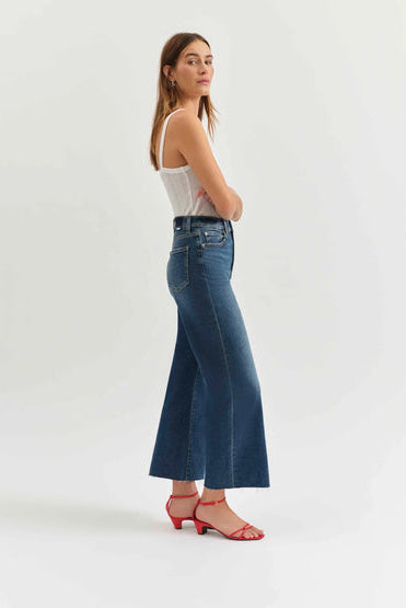 Daze Pleaser High Rise Wide Ankle Jeans-Denim-Vixen Collection, Day Spa and Women's Boutique Located in Seattle, Washington