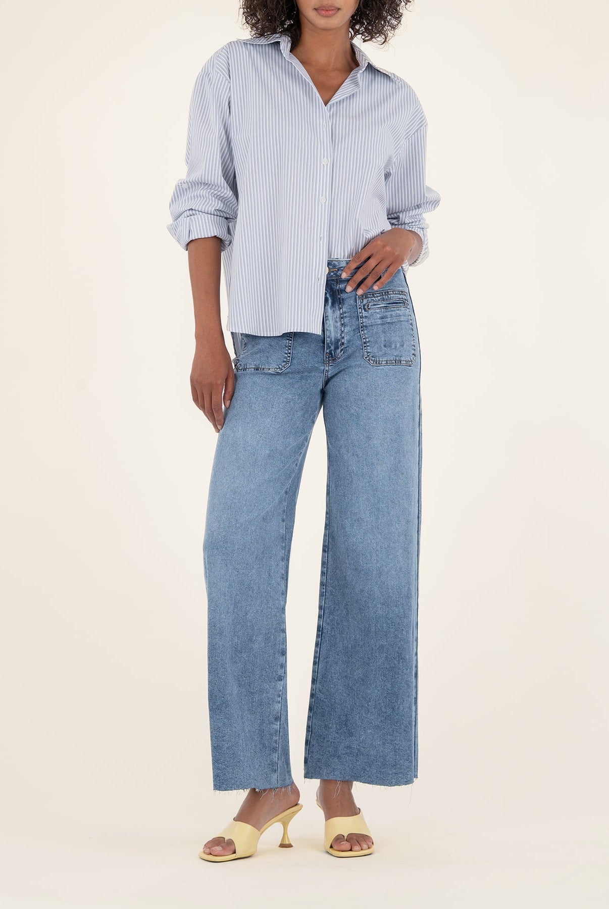 Meg Wide Leg Patch Pocket Jeans-Denim-Vixen Collection, Day Spa and Women's Boutique Located in Seattle, Washington