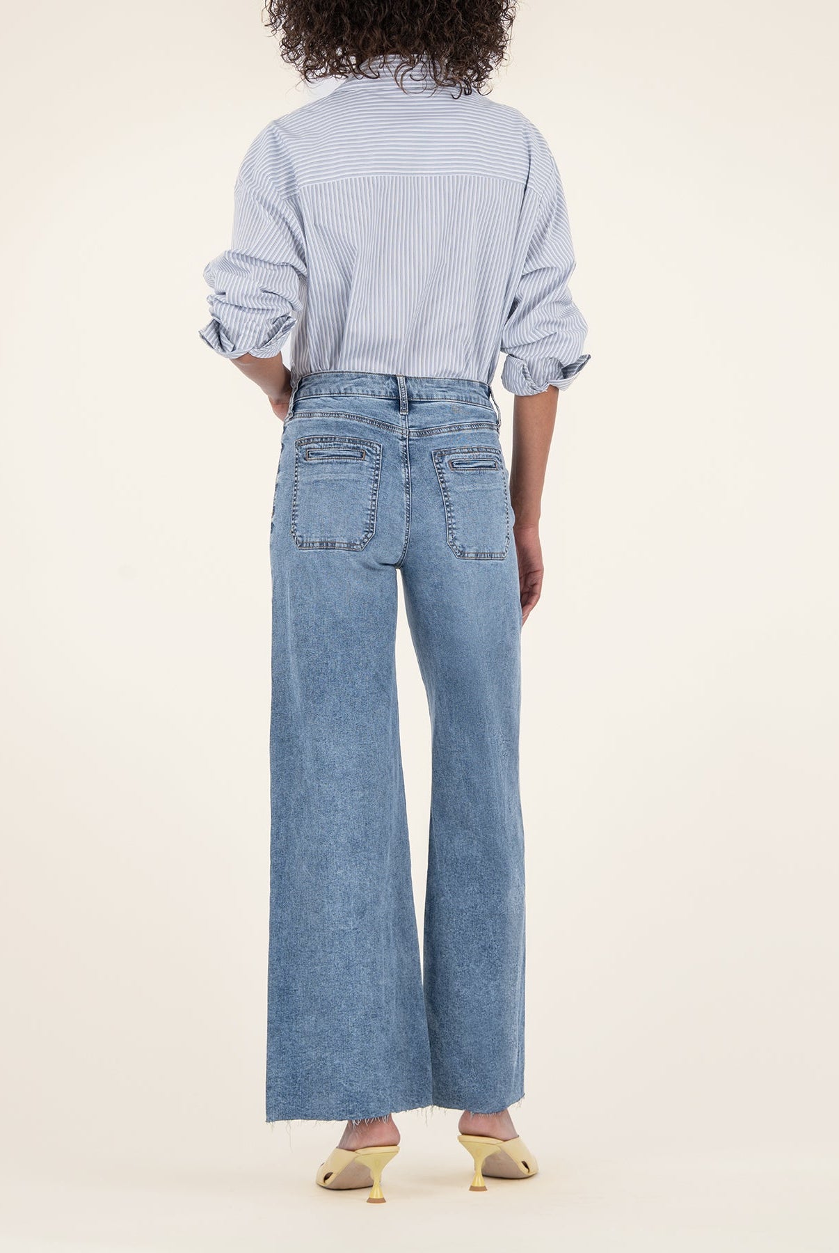 Meg Wide Leg Patch Pocket Jeans-Denim-Vixen Collection, Day Spa and Women's Boutique Located in Seattle, Washington
