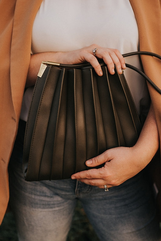 Carrie Pleated Vegan Shoulder Bag-Bags + Wallets-Vixen Collection, Day Spa and Women's Boutique Located in Seattle, Washington