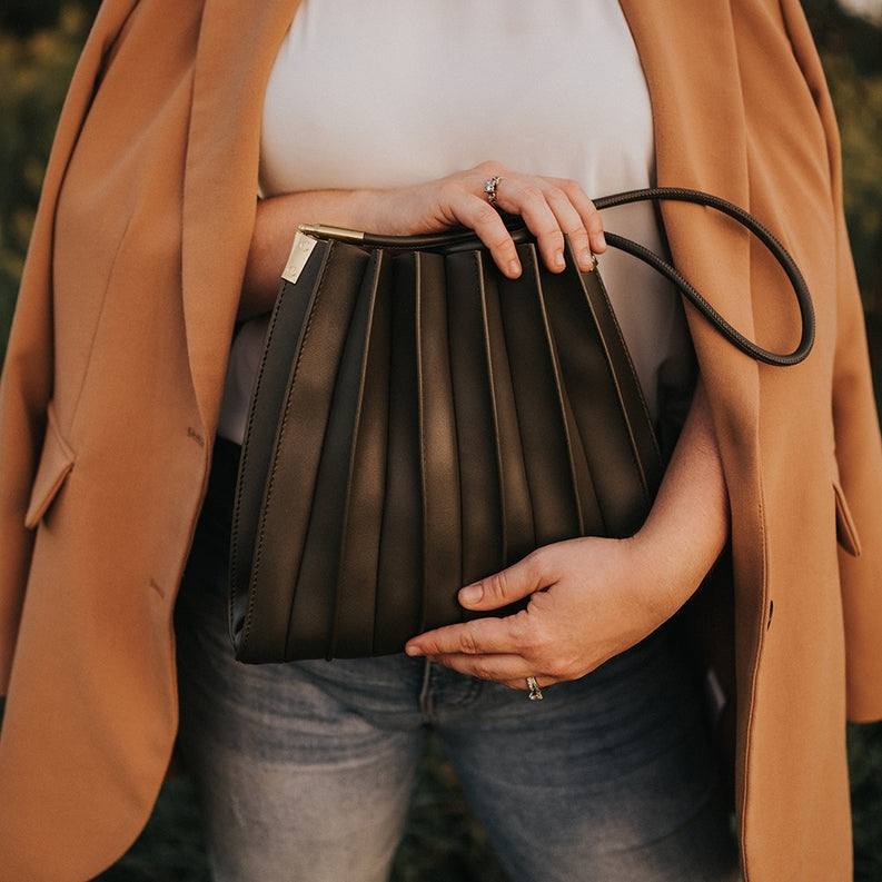 Carrie Pleated Vegan Shoulder Bag-Bags + Wallets-Vixen Collection, Day Spa and Women's Boutique Located in Seattle, Washington