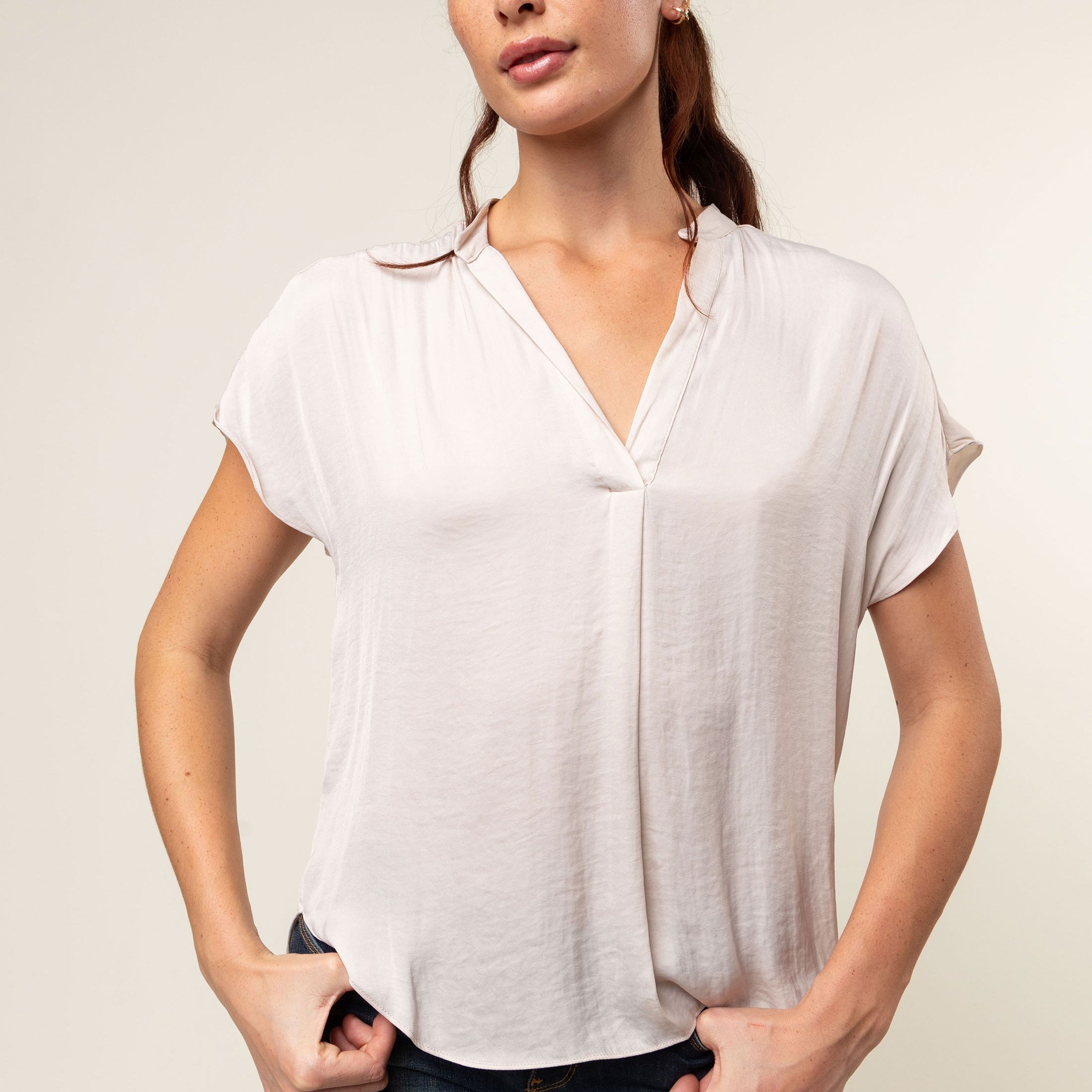 Mindy Top Naturals-Short Sleeves-Vixen Collection, Day Spa and Women's Boutique Located in Seattle, Washington