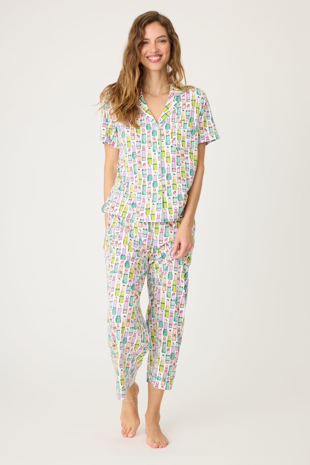 PJ Salvage Women's Printed Button Up Lounge Set | Vixen Collection