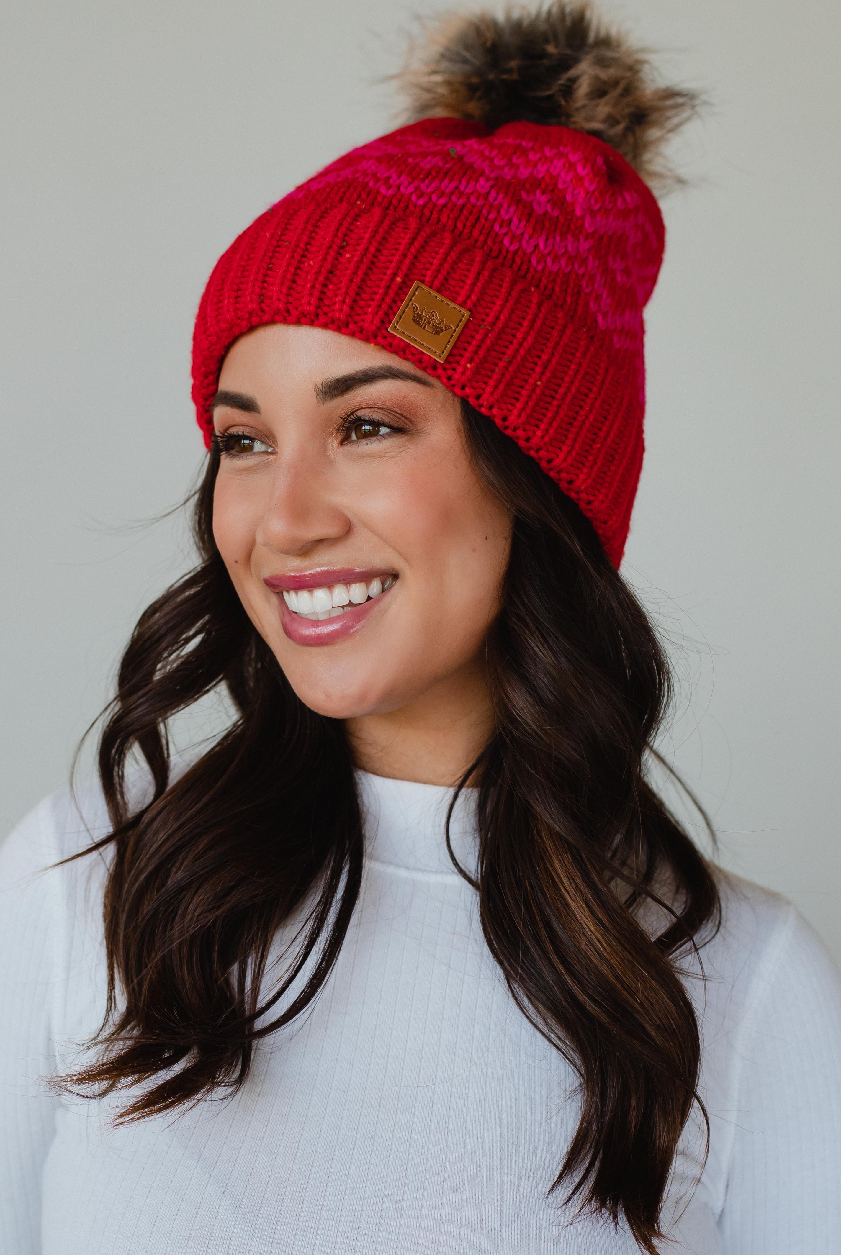 Patterned Pom Hat-Hats-Vixen Collection, Day Spa and Women's Boutique Located in Seattle, Washington
