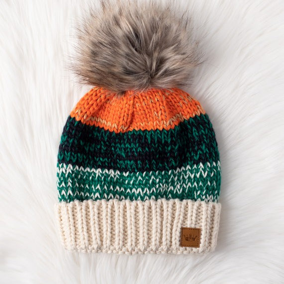 Patterned Pom Hat-Hats-Vixen Collection, Day Spa and Women's Boutique Located in Seattle, Washington