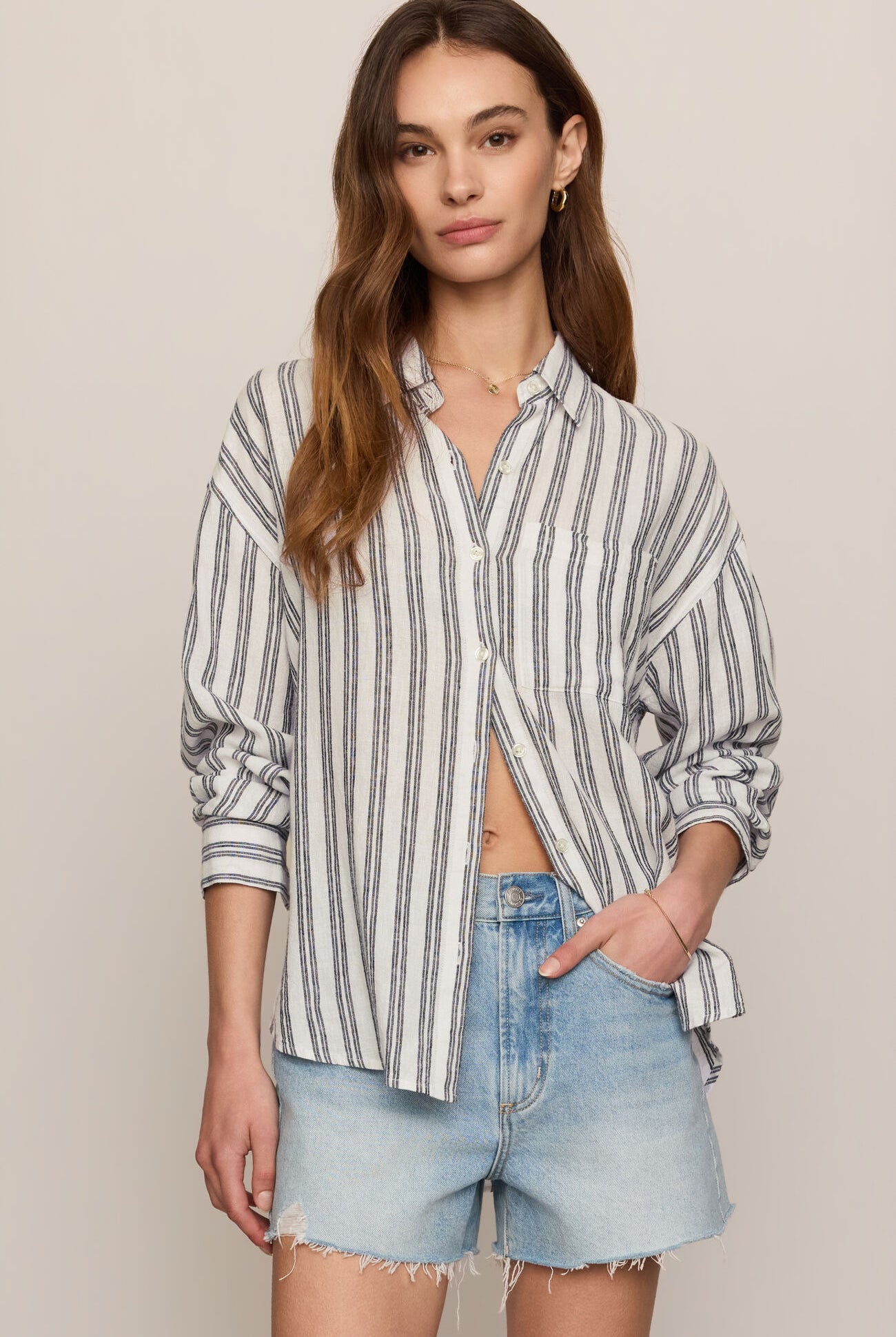 The Perfect Striped Button Up-Tops-Vixen Collection, Day Spa and Women's Boutique Located in Seattle, Washington