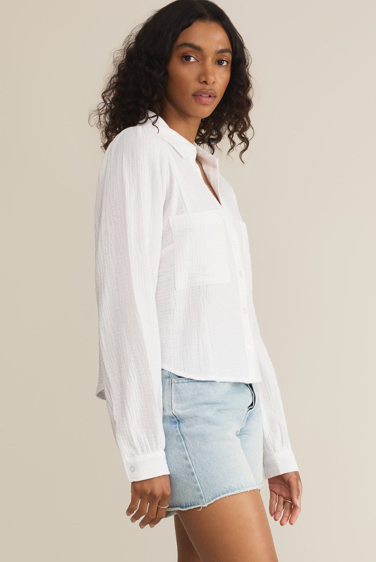 Campo Button Up Gauze Top-Long Sleeves-Vixen Collection, Day Spa and Women's Boutique Located in Seattle, Washington